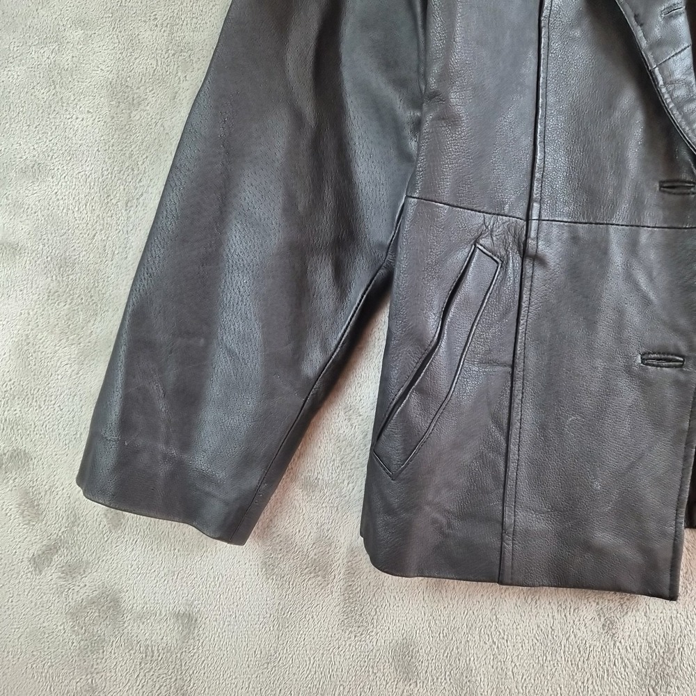 Serge Platini Blazer Jacket Small Black Genuine Leather 2 Buttons Sport‎ Coat - Picture 9 of 16